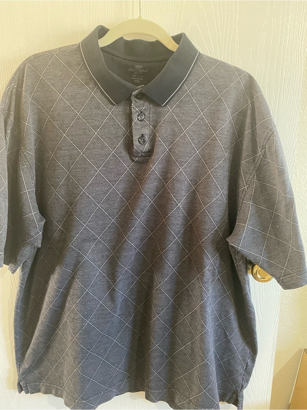 Men's Short-Sleeve Polo Shirt in Charcoal Gray - Classic Diamond Pattern size 2x